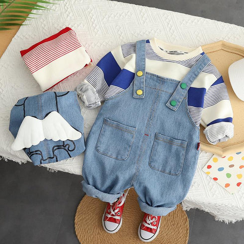 Baby Denim Strap Two-Piece Set